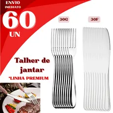 Kit 60 Talheres Premium Garfo e Faca Inox Resistência e Versatilidade