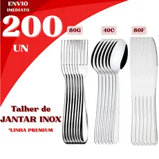 Kit 200 Peças Talheres Premium Aço Inox Refeição Durabilidade Buffet Faca Garfo Colher