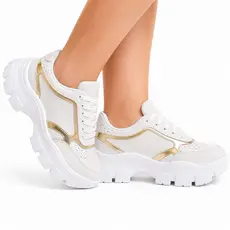 Tênis Casual Feminino Branco Plataforma Chunky Confortável Dia a Dia