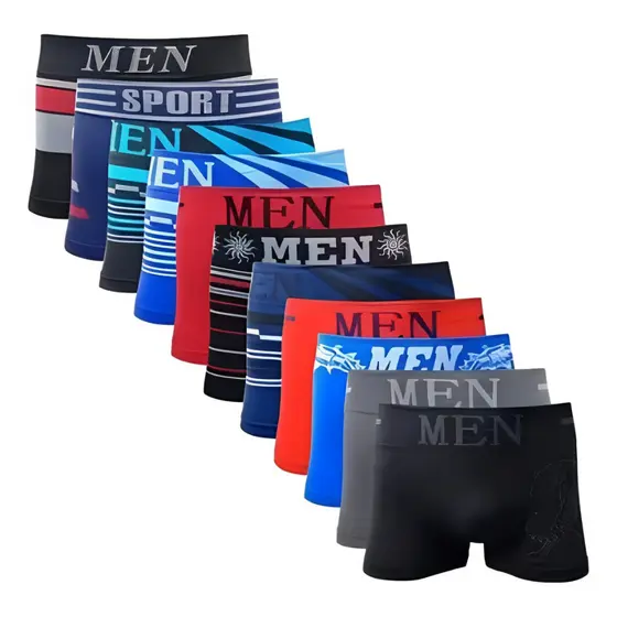 Kit 10 Cuecas Boxers Premium Masculina Adulto de Microfibra