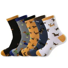 Meias populares com estampas de animais, meias de cano médio com estampa de dachshund, meias originais Zhuji DTLM