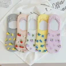 Caramella nova coleção primavera/verão meias invisíveis femininas com estampa de urso, pacote com 5 pares - série de des