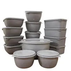 Kit 15 Potes Herméticos de Plástico com Tampa – Empilháveis e Ultra Resistentes para Alimentos