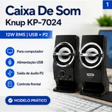 Caixa De Som Knup KP-7024 Para Computador Notebook USB P2