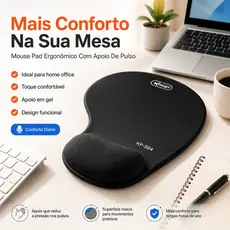 Mouse Pad Ergonômico Com Gel Apoio De Pulso Para Escritório E Home Office