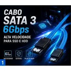 Cabo SATA 3 6Gbps para SSD e HDD Alta Velocidade