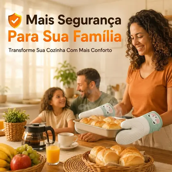 Luva Térmica Silicone Premium Anti Calor Para Forno Air Fryer Cozinha 300°C
