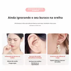 Fio de Limpeza Para Furo de Orelha Líquido Anti Odor Anti Entupimento
