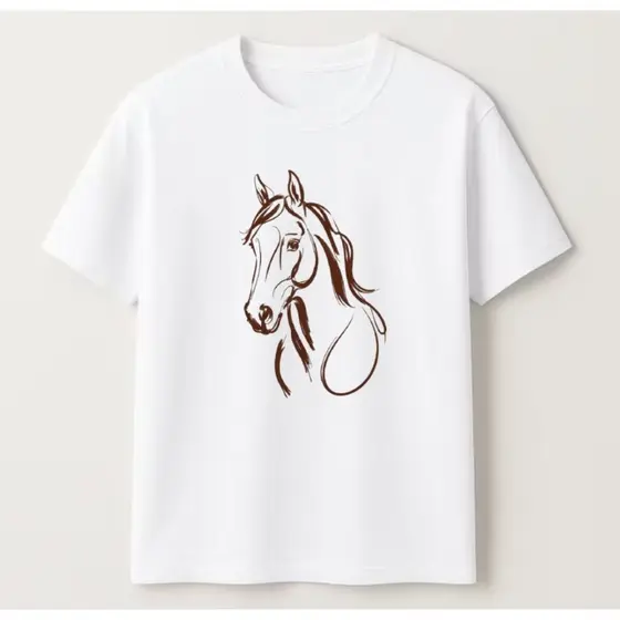 Camiseta Feminina Cavalo Estilizado Country Minimalista Manga Curta