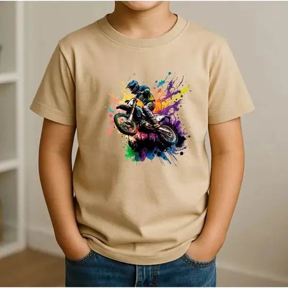 Camiseta Infantil Unissex Moto Motoqueiro Casual Manga curta