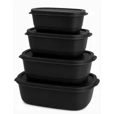 Kit Oval 4 Potes Herméticos Plásticos  com Tampa Multiuso- Armazenamento de alimentos e Marmitas Mantimentos Cozinha