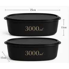 Pote Hermético Plástico Oval 3000ml Organizador de Alimentos Cozinha com Tampa - Pote Grande Mantimentos