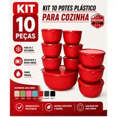 Kit Redondo 10 Potes Herméticos Plástico(1x2800ml + 3x1000ml + 6x500ml) | Organização Premium e Praticidade Cozinha