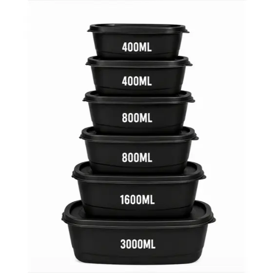 Kit Oval 6 Potes Herméticos Plásticos com Tampa Multiuso- Armazenamento de alimentos e Marmitas Cozinha Mantimentos
