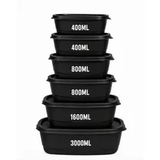 Kit Oval 6 Potes Herméticos Plásticos com Tampa Multiuso- Armazenamento de alimentos e Marmitas Cozinha Mantimentos