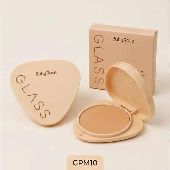 Pó Compacto Glass By Ruby Rose com Textura Aveludada para Pele Suave 50g