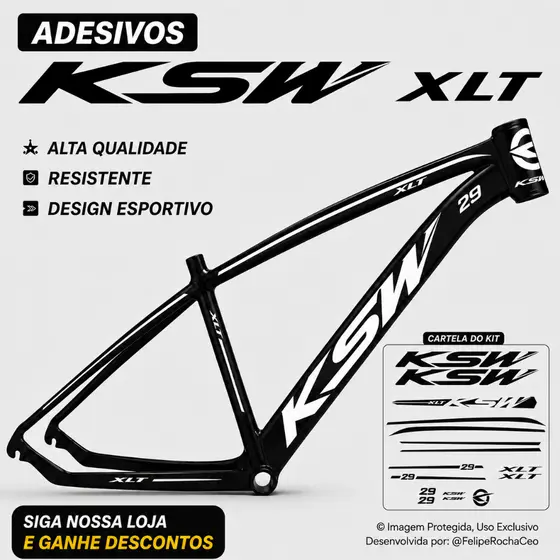 Adesivo Quadro Bike KSW XLT 29 Kit Plotagem Recorte Preciso MTB Aro 29 Alta Qualidade Premium Oferta