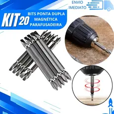 Combo 20/10 Bits Ponteira Dupla Aço Cromo Vanádio Fenda e Philips Magnética Resistente de Parafusadeira