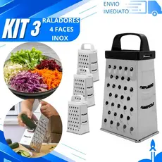 Combo 3/2/1 Ralador 4 Faces Inox Multiuso Doméstico Para Verduras e Legumes para Restaurantes e Cozinha