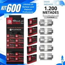 Kit 600/500/300/200 Lâmina para Navalha Lord Platinum Barbear Profissional Corte Limpo Aço Inox Barbearia
