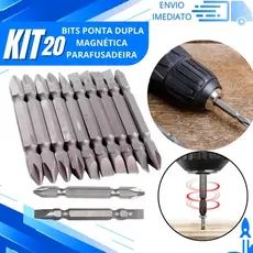 Kit Bits Ponteira Dupla Aço Cromo Vanádio Fenda e Philips Magnética Resistente para Parafusadeira