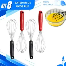 Kit 8/4/2 Fouet Batedor de Ovos para Uso Doméstico Ideal para Confeitaria Caseira Bolos Cremes Sobremesas