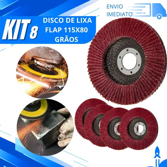 Kit 8,3 e 2 Disco Flap 80 Grãos Disco de Lixa Abrasivo Para Esmerilhadeira para Metal Aço e Madeira natal