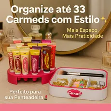 Porta Carmeds 3D com Tampa Removível Divisórias Organizador 33 Hidratantes e Acessórios Presente