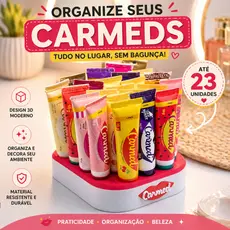 Porta Carmeds 3D para 23 Hidratantes Labiais Organizador de Lip Balm Carmex e Skincare Penteadeira
