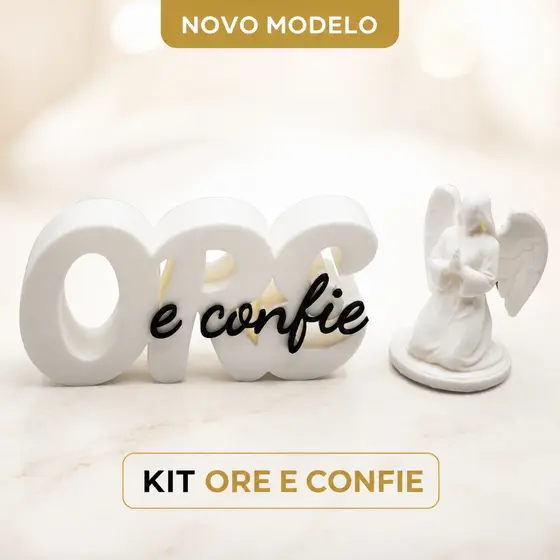Kit Decoração com Anjo Ore e Confie Enfeite Religioso Elegante para Casa