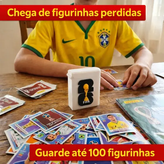 Organizador de Figurinhas da Copa | Caixa Porta Figurinhas para Colecionadores | Guardar Figurinhas