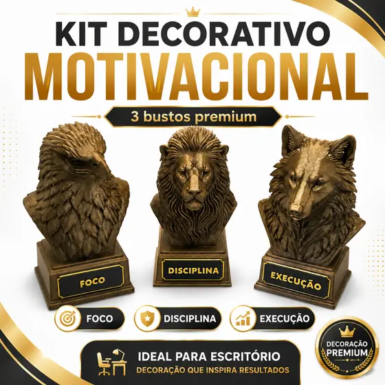 Estátuas Decorativas Águia Leão Lobo Foco Disciplina Execução Escritório Mesa