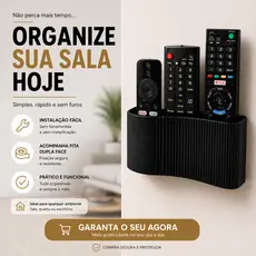 Porta Controle Remoto De Parede Organizador 3 Controles Universal Adesivo Sem Furar