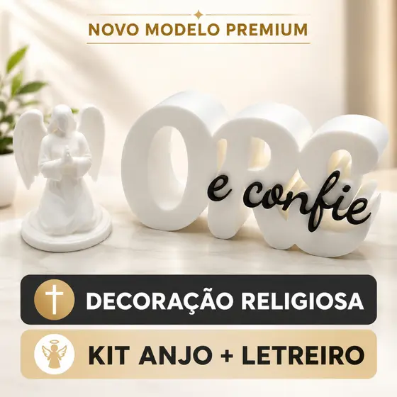 Decoração Ore e Confie com Anjo Presente com Significado | Enfeite Religioso de Fé