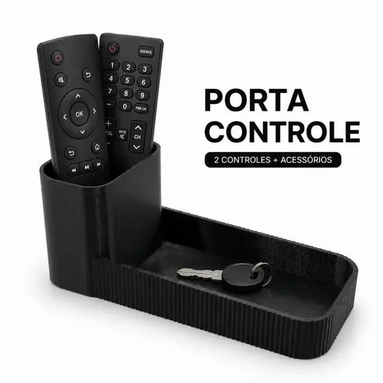 Porta Controle Remoto de Mesa Para 2 Controles com Bandeja Organizadora