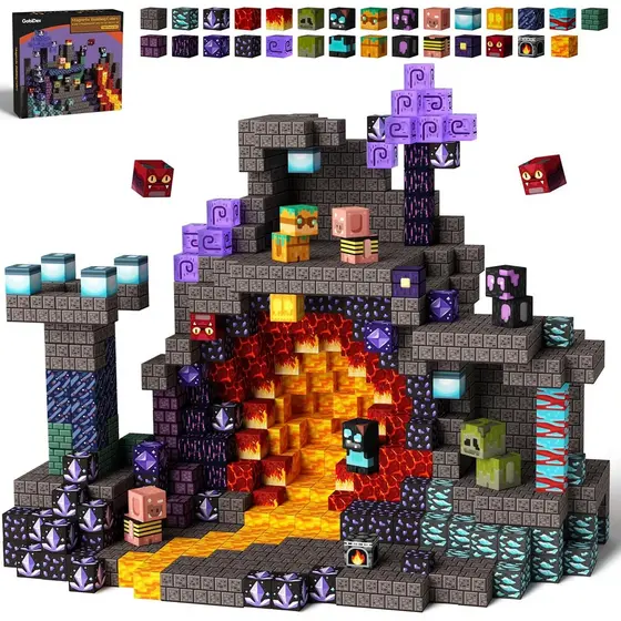 GobiDex 100 Pcs Blocos De Construção Magnéticos Baseada Em Jogo Magwonder Cave World Com Ímã Brinquedos STEM Presente Se