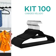 Kit 100 Cabides De Veludo Slim Ultra Finos Antideslizante