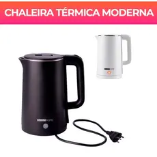 Chaleira Elétrica Térmica Moderno 1.5 L preta e branca 110V/220v OliverHome