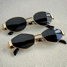 Kit 2 Peças De Óculos De Sol Ovais Vintage Losango Com Proteção UV400 , Armação De Metal Para Mulheres E Homens