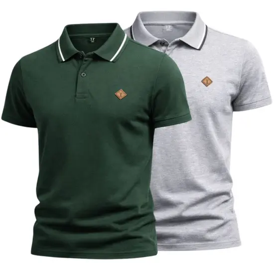 KIT 2 CAMISETA GOLA POLO COM BOTÕES, CONFORTÁVEL E ESTILOSA ALGODÃO MASCULINA BÁSICA CORES VARIADAS
