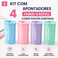 Kit 4 com Apontadores Faber-castell Com Depósito Cor Pastel Sortidos