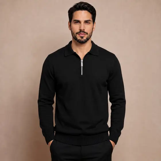Blusa Masculina Tricot De Frio Inverno Manga Longa Elegante Gola Polo Envio Imediato