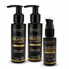 Kit Shampoo + Condicionador + Óleo para Barba Homem de Poder Cuidado Completo Diário