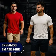 Conjunto Camiseta Esportiva Dry Fit + Conjunto Bermudas Masculinas Academia Kit Treino