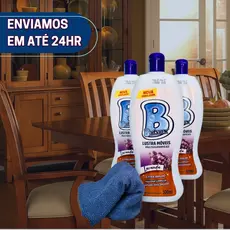 Lustra Móveis Brabarex Lavanda 3 em 1 Proteção Brilho + Pano Microfibra Kit