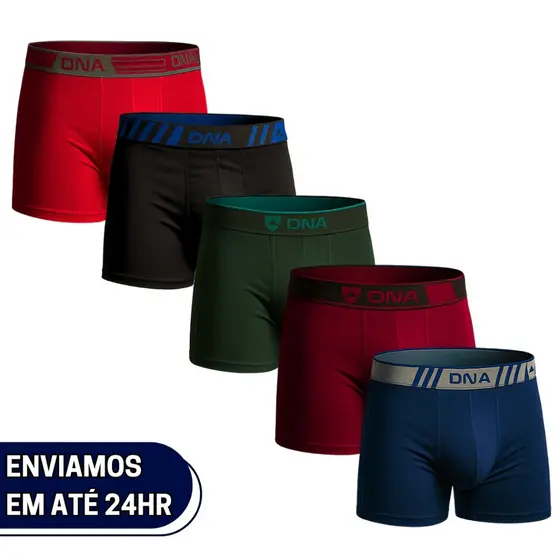 Kit 5 Cuecas Box Microfibra  Boxer Lisa Masculina Adulto Premium
