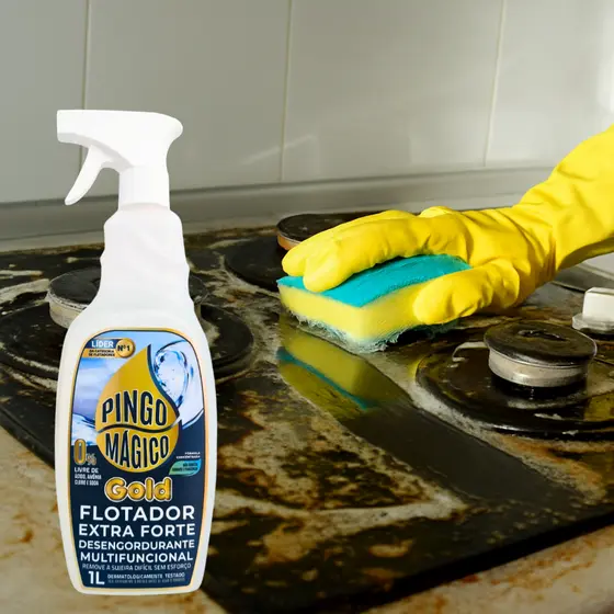 Desengordurante Pingo Mágico Gold 1L Todas as Superfícies Cozinha Banheiro Piso