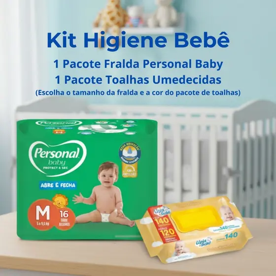 Kit Bebê Fralda Personal + Toalha Umedecida Upa Bebê | Lenço Umedecido Sem Álcool Pele Delicada