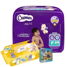 Kit Fralda Cremer ou Personal + Toalha Upa Bebê + Sabonete Livy Patrulha Canina - Chá de Bebê