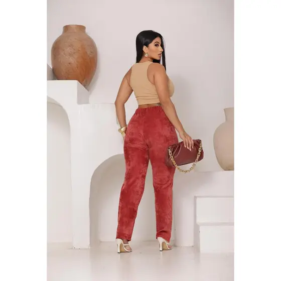 CALÇA VELUDO COTELE PERNA LARGA RETA SENHORA FRIO INVERNO DIA A DIA MODA